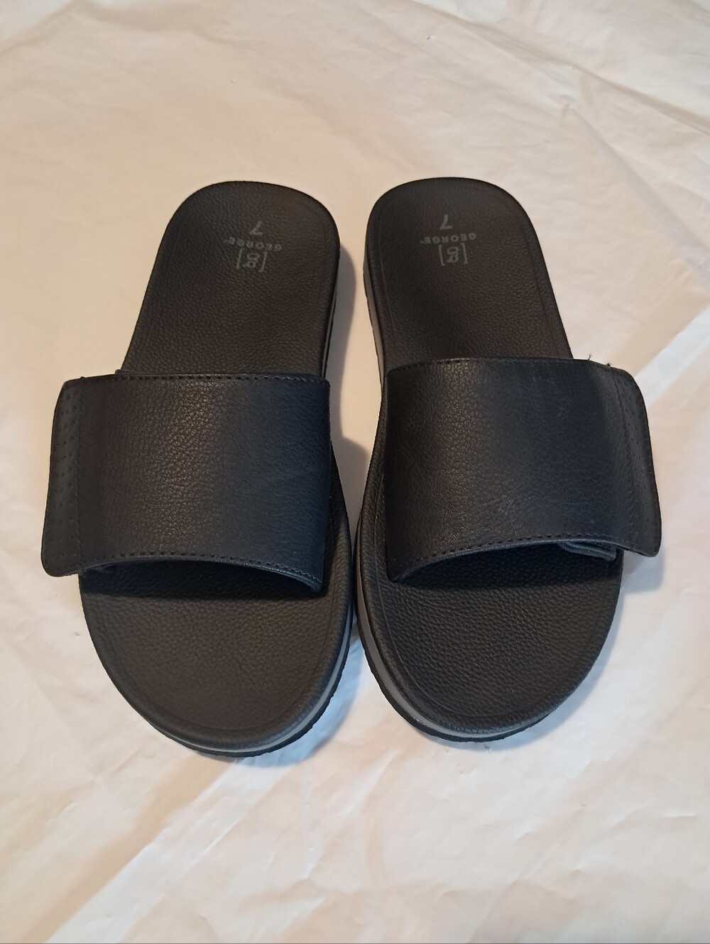 George Black Men's Slide Sandals with Wide Strap
